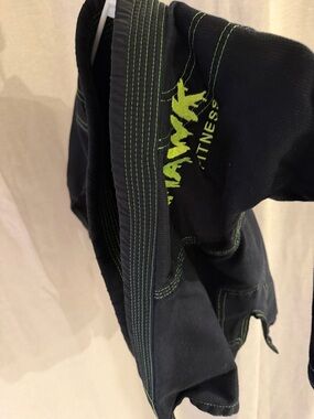 Black Martial Arts Gi set Neon Green Stitching K0